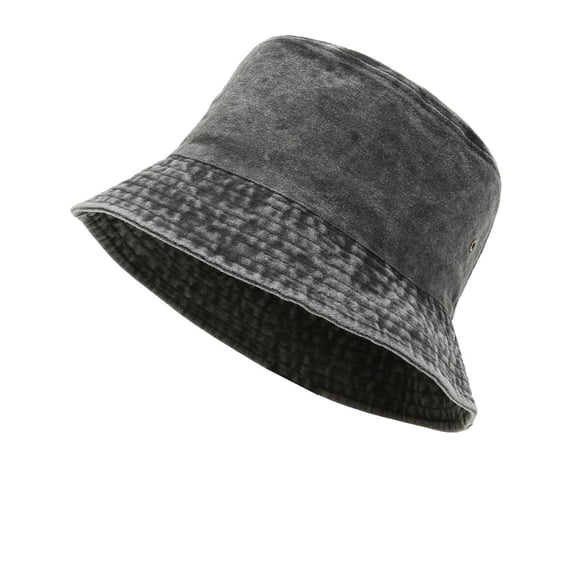 Xfvqtps Men and Women Bucket Hat Washed Fabric Fashion Solid Color Retro Cowboy Hat Sun Protection Sunshade Outdoor Sun Hat Fishing Hat Black