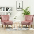 thumbnail image 4 of Gymax Ensemble de 3 Pcs Fauteuil d'Appoint et Table d'Extrémité 2 Pcs Sofa Sans Accoudoirs en Velours et Table Ronde, 4 of 10