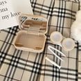 thumbnail image 3 of 2 Pack Contact Lens Case, Cute Easy Carry Container for Travel & Home Vision Care Kit with Mirror, Tweezers, Stick Connection, 3 of 6