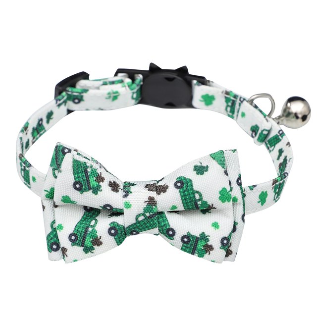 LSLJS St. Patrick's Day Pet Collar For Puppies Cats Bow Tie With Bells, Dog Collars
