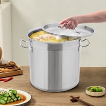 17L/ 4.49Gal Silver Cylinder Stainless Steel Stock Pot Cookware Large Soup Pot with Lid for Restaurants