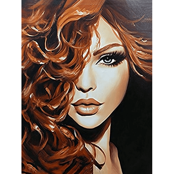 Redhead Woman Portrait Decorative Painting/Canvas Art， Perfect for Living Room， Bedroom， Office， Dining Room， Study， Hallway and Apartment Decoration