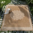 thumbnail image 4 of HJTER Outdoor Rug 5x7 Medallion Natural Modern Area Rugs for Indoor and Outdoor Patios Kitchen and Hallway Mats Washable Porch Deck Outside Carpet (Medallion Natural 5 x 7), 4 of 9