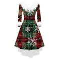 thumbnail image 5 of Dresses for Women Christmas Print V Neck Fringed Long Sleeved Fashion Casual Dress, 5 of 5