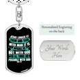 thumbnail image 2 of Possible With God Mark 10:27 Stainless Steel or 18k Gold Premium Swivel Dog Tag Keychain, 2 of 10