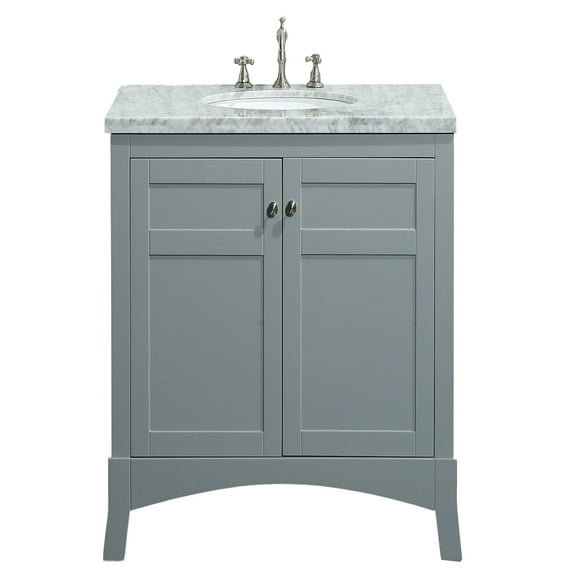 Eviva New York 24" Gray Bathroom Vanity, with White Marble Carrara Counter-Top