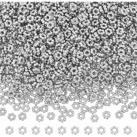 1000Pcs Spacer Beads Flower Beads 3mm Daisy Spacers Beads Metal Loose Beads Blossom Beads Braclet Beads Tiny Spacer Beads for Necklace Bracelet Earring Jewelry Making Hole 0.8mm