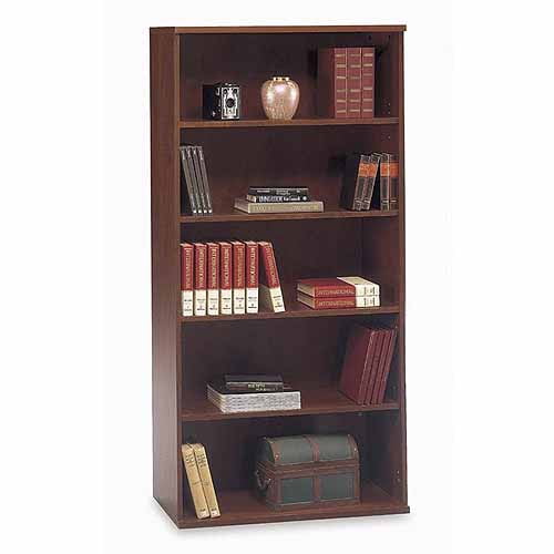 bbf Series C Open 5-Shelf Double Bookcase, Dark Cherry