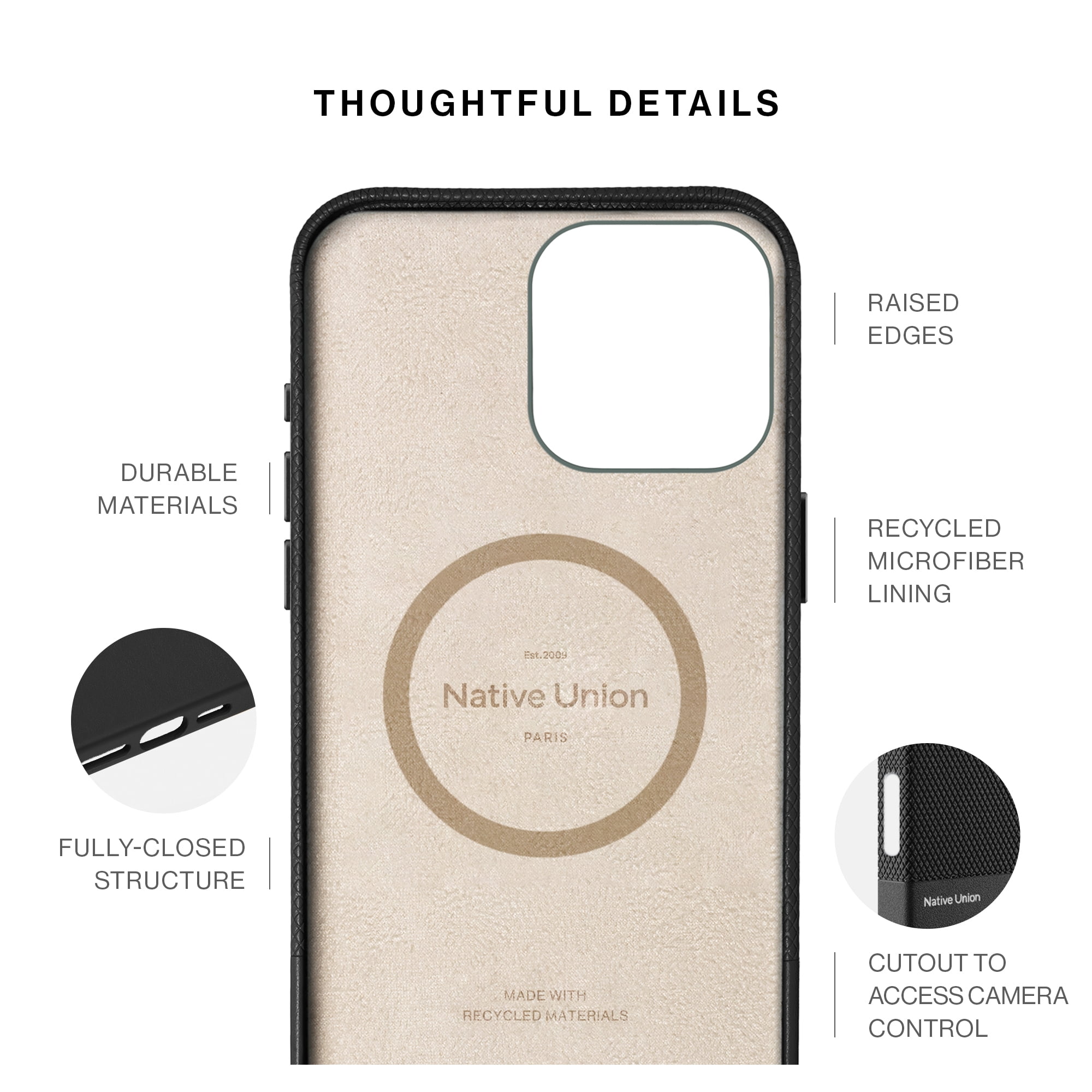 Native Union (Re)Classic Case 3.0 – 6ft Drop Protection – Compatible with iPhone 16 Pro Max (Black)