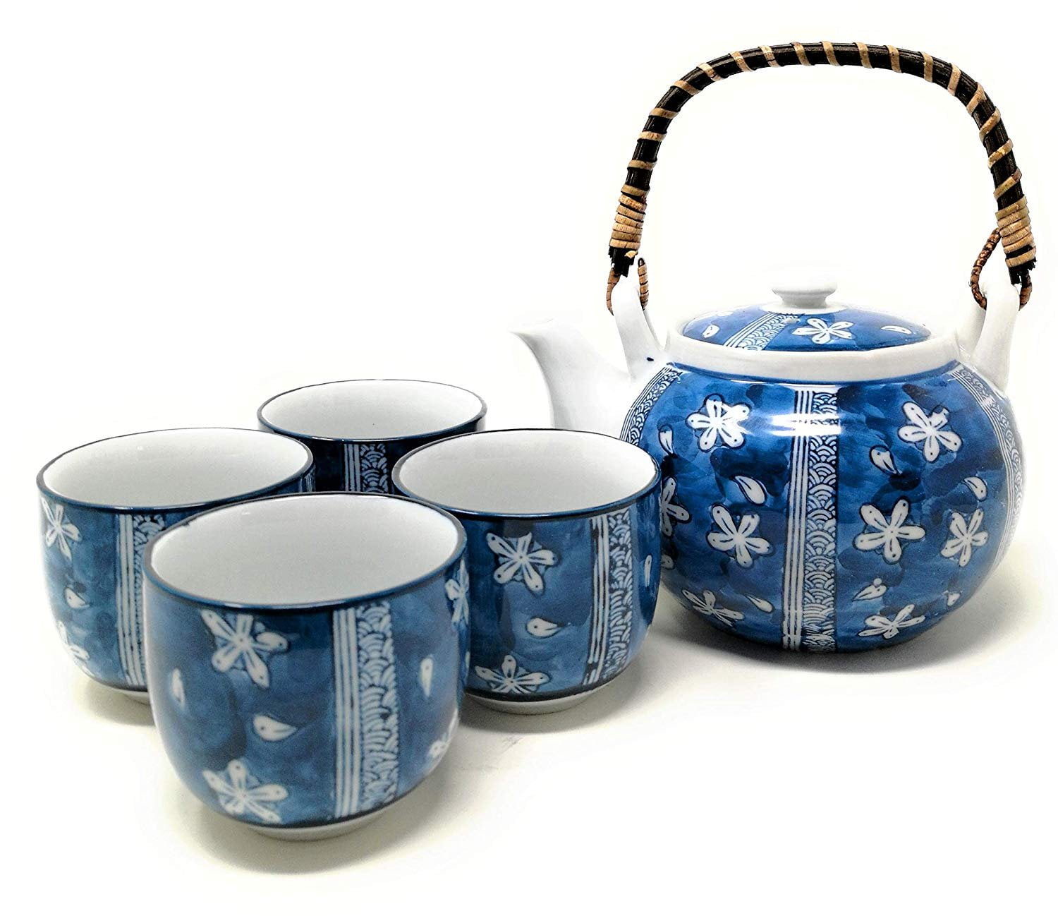Havitar Coffee Cup Set Full Set of Chinese Bone China Ceramic Cup and Tea Tray Tea Set Tea Set Tea Cup Home Water Cup Blue