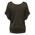thumbnail image 2 of Made by Johnny Women's Boat Neck Short Sleeve Dolman Drape Top L BROWN, 2 of 4