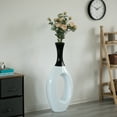 thumbnail image 2 of Contemporary Decorative White Floor Flower Vase with Black Neck, for Living Room, Entryway or Dining Room, 36 Inch, 2 of 7