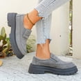 thumbnail image 5 of Domzle Loafers for Womens Dress Shoes Slip on Loafers Platform Business Casual Non-Slip for Daily Office Work Dressy Heeled Chunky Sole Gray, 5 of 7