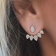 thumbnail image 5 of SmartBy Women Chic Waterdrop Rhinestone Front Back Ear Jacket Piercing Stud Earrings, 5 of 7