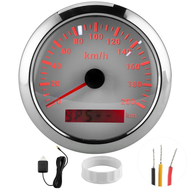 Speedometer, 85Mm Gps 200Km/H Waterproof Short Start Up Time High Accuracy Boat Odometer With Backlight For Yacht Motorcycle For Boat Car White Dial,Black Dial