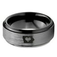 thumbnail image 2 of Tungsten Iowa Hawkeye State Heart Band Ring 8mm Men Women Comfort Fit Black Step Bevel Edge Brushed Gray Polished, 2 of 4