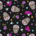 thumbnail image 6 of David Textiles 44" x 1 Yard Cotton Day of the Dead w/glitter Precut Fabric, Black, 6 of 7