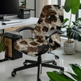 thumbnail image 2 of SCRAWLGOD Fur Cow Print Brown Beige Breathable Seat Covers for Office Chairs Stain Resistant Dustproof Desk Rotating Chair Slipcovers Stretchy Removable Boss Chair Covers, S, 2 of 7