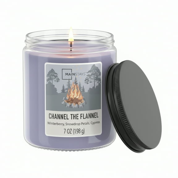 Mainstays Single-Wick Twist Glass Jar Scented Candle, Channel the Flannel Twist Lid, 7 oz.