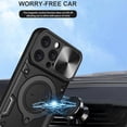 thumbnail image 2 of for iPhone 16 Pro Max 6.9" Case with Magnetic Ring Kickstand, Rugged Military Grade Shockproof Heavy Duty Case with Slide Camera Lens Cover for Apple iPhone 16 Pro Max JS-Black, 2 of 9
