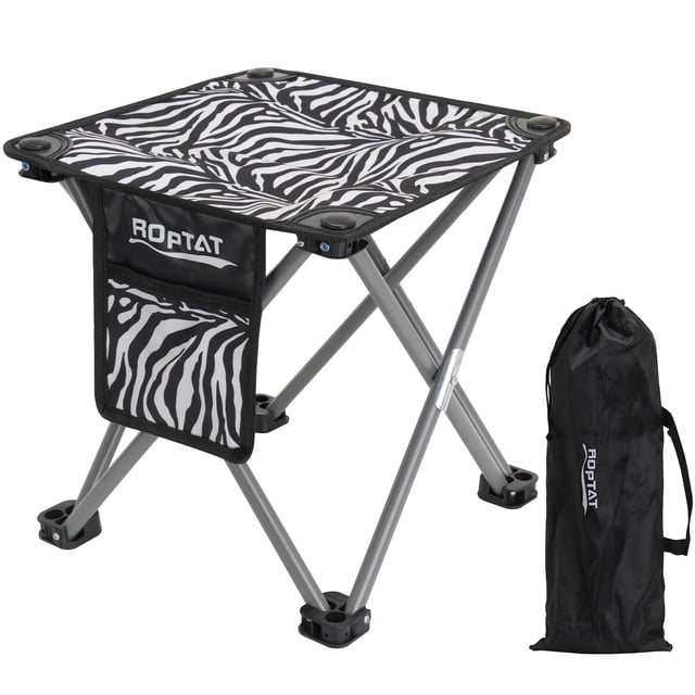 Taburete de camping Roptat Zebra plegable, compacto y ligero, 6 kg