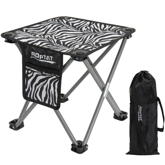 Taburete de camping Roptat Zebra plegable, compacto y ligero, 6 kg