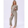 thumbnail image 2 of DARING DIVA Ribbed Knit Pajama 2 Piece Long Sleeve Top Pants Sleepwear XL Camel, 2 of 6
