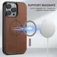 thumbnail image 5 of ELEHOLD for iPhone 15 6.1" Retro Wallet Case Premium Leather with Card Slots Kickstand Function Magnetic Absorption Compatible with MagSafe Charging Shockproof Protective Case for iPhone 15,Brown, 5 of 11