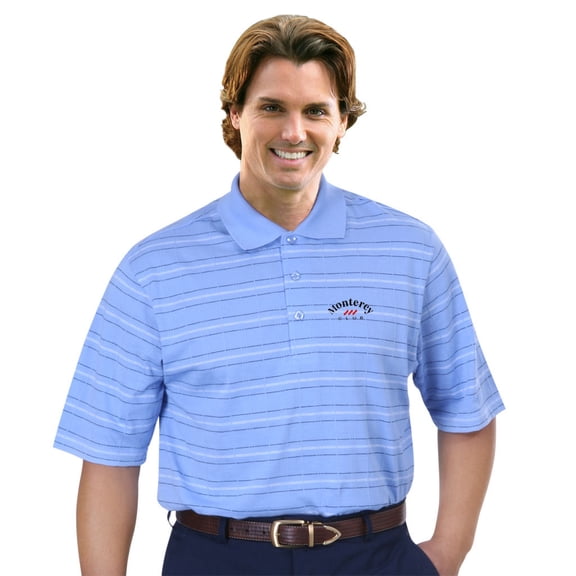 Monterey Club Men's Cotton Blend Stripe Texture Golf Polo Shirt #1124
