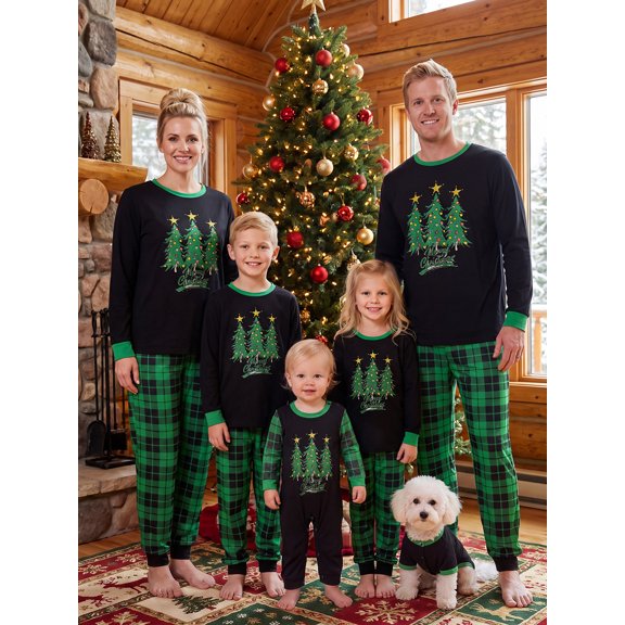 Family Christmas Pajamas Matching Set Long Sleeve Crew Neck Shirt and Pants