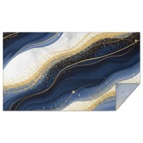 Blue White Gold Marble Pattern Rectangle Tablecloth 60"x102",Waterproof Polyester Rectangle Table Cloth, Wipeable Spillproof Polyester Tablecloth for Dining, Camping, Indoor and Outdoor