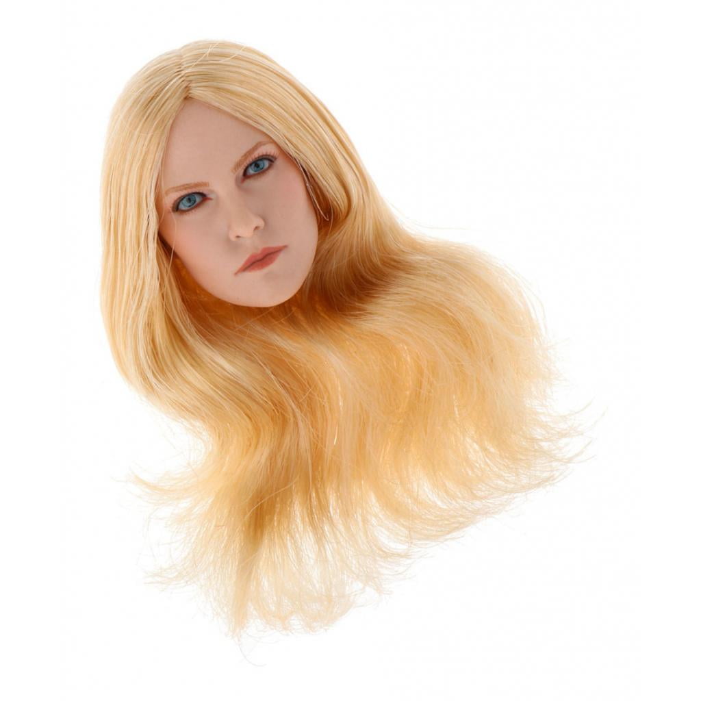 1/6 European American Female Head Sculpt Blonde Hair For Hot Toys Phicen U.S.A. 