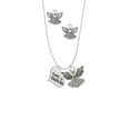 thumbnail image 2 of Delight Jewelry Silvertone Large Lord Guide Me Heart Silver tone Guardian Angel Charm Necklace and Stud Earrings, 2 of 4