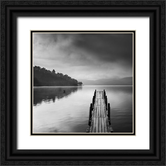 Digalakis, George 15x15 Black Ornate Wood Framed with Double Matting Museum Art Print Titled - Lake View With Pier Ii