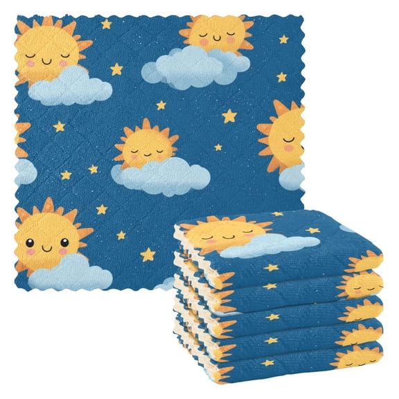 6 Pieces of Kitchen Towels 11x11Inch Kitchen Dish Cloths Kitchen Dish Towels Reuseable Cleaning Cloths Starry Night Pattern