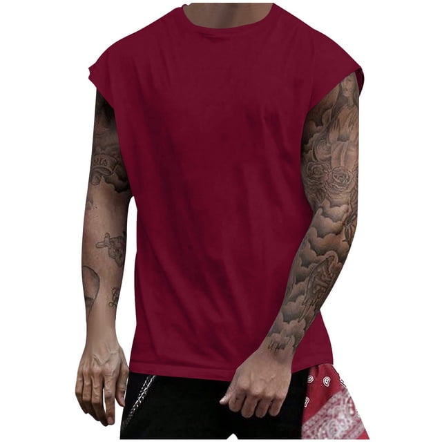 pstuiky Camisetas sin mangas para hombre, Camiseta deportiva sin mangas de malla de color sólido para hombre, transpirable, de alta elasticidad, con cuello redondo, para fitness y musculación. xl