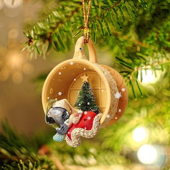 Honeeladyy Dog Sleeping in a Cup Christmas Ornament, Christmas Hanging Ornament, Personalized 2D Acrylic Dog Christmas Ornaments, Dog Christmas, Dog Ornament, Gift for Dog Lovers