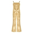 thumbnail image 2 of Manyakai Kids Disco Rave Costume Girls Sequins Dance Jumpsuit Full Length Leotard Adjustable Straps Gold 8, 2 of 5