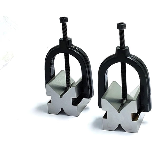 Buyohlic Precision Steel V Block Set with Clamp 90 Degree Angle | Multi-use Gauge Machinist Tool