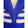 thumbnail image 7 of TiaoBug Women's Asymmetrical Gymnastics Leotard Long Sleeve Round Neck Figure Skating Jumpsuit Blue XXL, 7 of 7