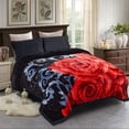 thumbnail image 4 of JML Ultra Soft Velvet Raschel Blanket Plush Bed Blanket 8-9 LBS Purple King Floral, 4 of 5