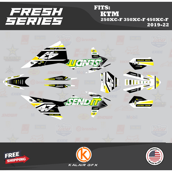 Kalair GFX Graphics Kit for KTM Enduro 4-Stroke 250 XC-F, 350 XC-F and 450 XC-F (2019-2022) Fresh Series