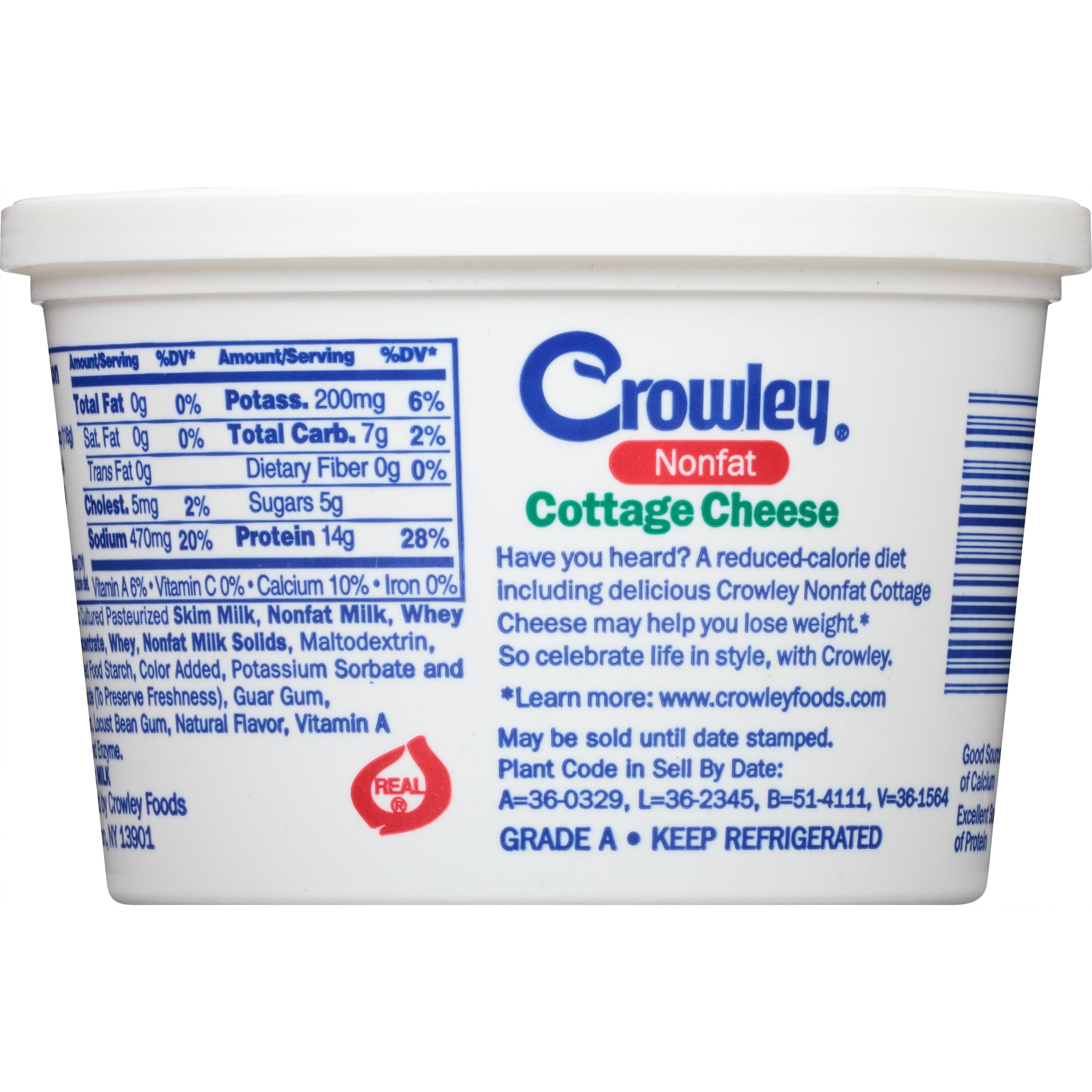 Crowley Nonfat Cottage Cheese 16 Oz Walmart Com
