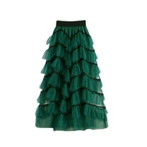 Dwaogom Womens Long Maxi Tulle Skirt 7 Layers A Line Ruffle Mesh High Waisted Tiered Layered Skirts Petticoat Woman Border Cake Skirt Net Yarn High Waist Slim Puffy Skirt