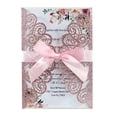 thumbnail image 1 of Tarjeta de invitación de boda con purpurina, tarjeta de felicitación de encaje cortada con láser, cinta de fiesta de celebración con sobre, 10/20/50 piezas, 1 of 4