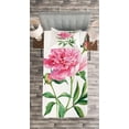 thumbnail image 3 of Ambesonne Nature Quilted Bedspread Set 2 Pcs, Vintage Peony, Twin Size, Pink White Green, 3 of 3