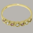 thumbnail image 6 of LBG British Made 10k Yellow Gold Ring with Natural Diamond & Pink Tourmaline Womens Eternity Ring - 33 size options - Size 4, 6 of 9