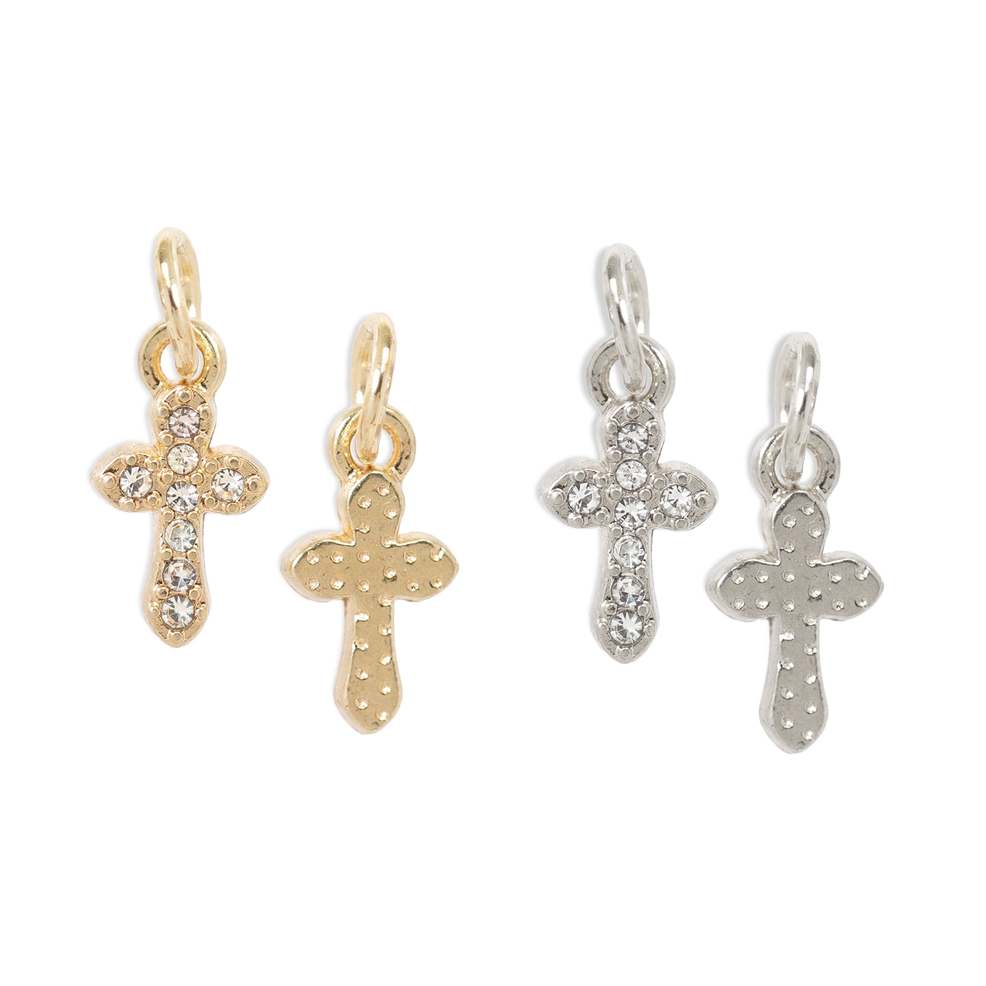 CousinDIY Charm Small Crosses, 8 Pieces, Gold and Silver