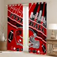 thumbnail image 2 of Feelyou Modern Rugby Helmet Black Out Curtains for Kids, Stripes Red Black Curtains Pack of 2 (42x63 Each), Eat Sleep Sports Bedroom Curtains, Window Curtains Bedroom Decor, 2 of 6