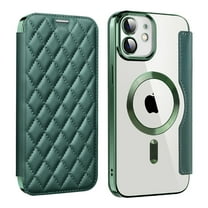 Allytech Flip Case for Apple iPhone 12, Magsafe Case Wireless Charging Support Anti-Scratch Shockproof Cards Holder Wallet Case Cover for iPhone 12 - Darkgreen